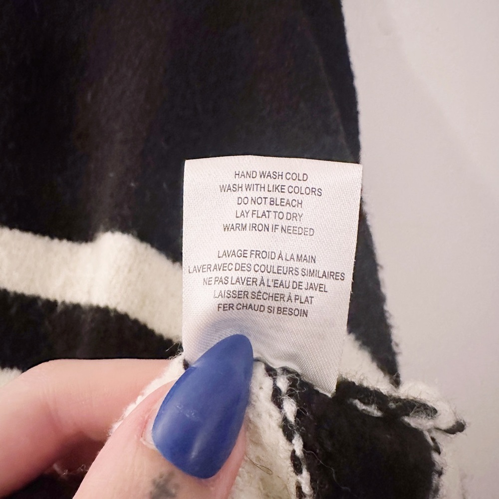 Z Supply Alivia Striped Sweater Bell Sleeve Black and White Fuzzy - Picture 5 of 6